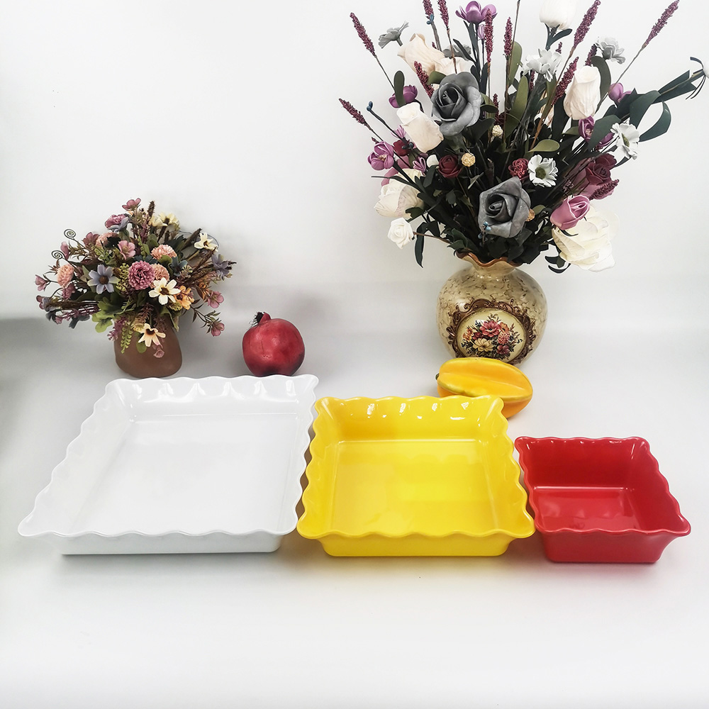 Mangkuk salad buah-buahan persegi beralun dapur reka bentuk yang unik