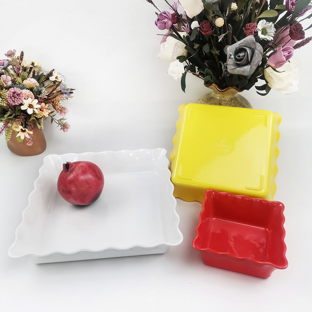Mangkuk salad buah-buahan persegi beralun dapur reka bentuk yang unik