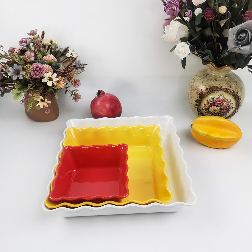 Mangkuk salad buah-buahan persegi beralun dapur reka bentuk yang unik