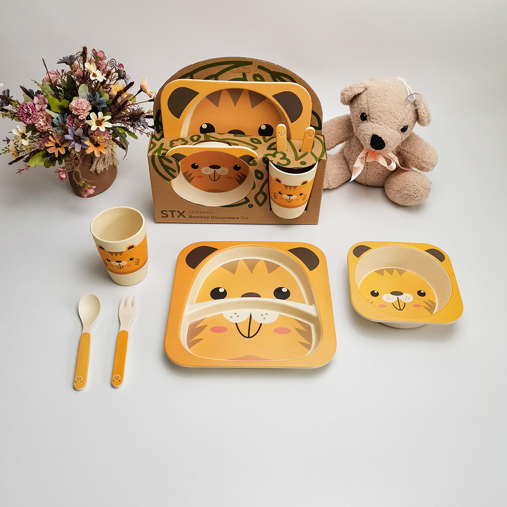 Kanak-kanak Cute Unbreakable Safe Natural Bamboo Fiber Tableware For Kids